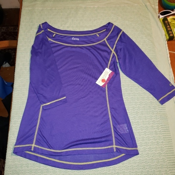 *3/4 Sleeve Top-Orchard‎ Purple Workout Shirt - Picture 5 of 5